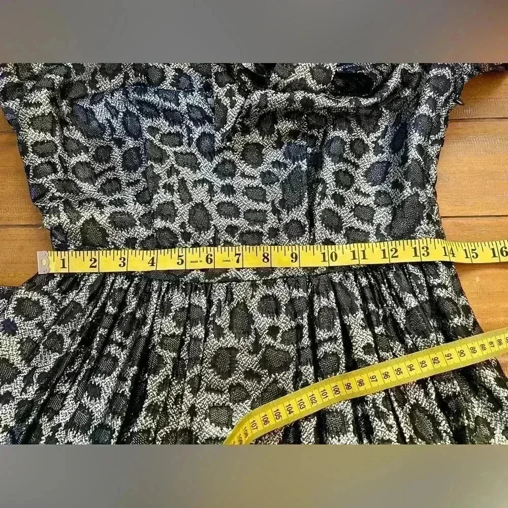 & Other Stories Silk Blend Metallic Anomal Print Mini Cocktail Dress Size 6 - Picture 16 of 16